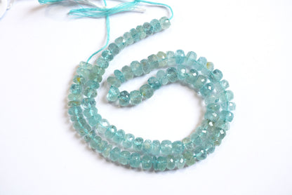 Natural Aquamarine 6.25 to 7.00 mm Shaded Rondelle Faceted Beads , Aquamarine 15 Inches Strand , Sold By Strand , 33177
