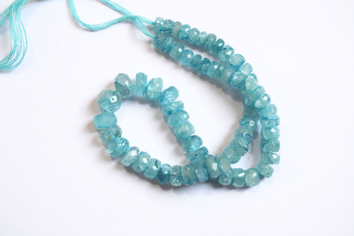 9 Inches Strand, Aquamarine Shaded Rondelle Faceted Beads Strand, Sold By Strand , Beads Size 5.00 To 8.00 mm , 33178
