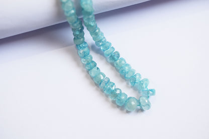 9 Inches Strand, Aquamarine Shaded Rondelle Faceted Beads Strand, Sold By Strand , Beads Size 5.00 To 8.00 mm , 33178