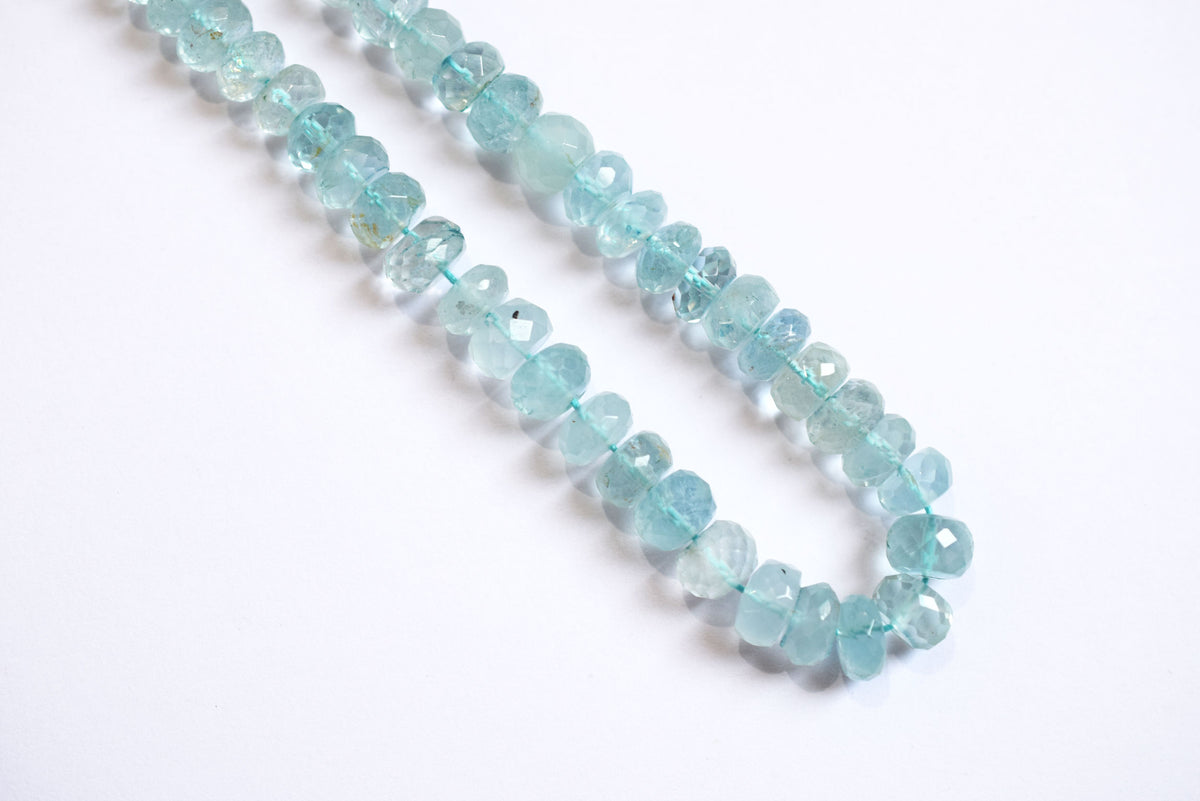 Natural Aquamarine Shaded Rondelle Faceted Beads Strands, 15 Inches Strand, Size 7.50 to 8.00 mm, Sold By Strand , 33179