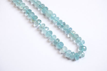 Natural Aquamarine Shaded Rondelle Faceted Beads Strands, 15 Inches Strand, Size 7.50 to 8.00 mm, Sold By Strand , 33179