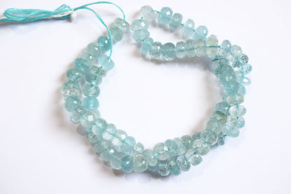 Natural Aquamarine Shaded Rondelle Faceted Beads Strands, 15 Inches Strand, Size 7.50 to 8.00 mm, Sold By Strand , 33179