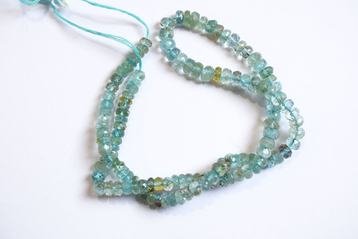15 Inches Strand, Aquamarine Shaded Rondelle Faceted Beads Strand, Sold By Strand , Beads Size 5.00 To 6.00 mm , 33180