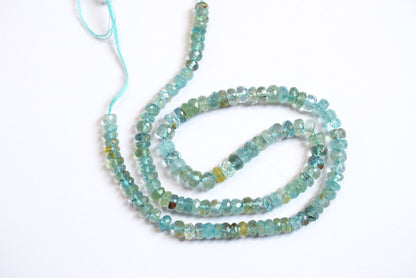 15 Inches Strand, Aquamarine Shaded Rondelle Faceted Beads Strand, Sold By Strand , Beads Size 5.00 To 6.00 mm , 33180