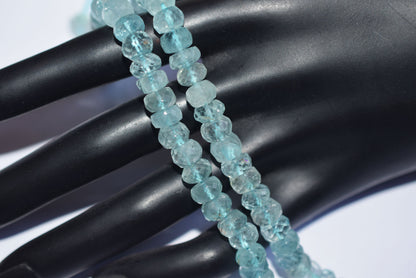 Natural Aquamarine 7.00 mm Shaded Rondelle Faceted Beads , Aquamarine 15 Inches Strand, Sold By Strand , 33181