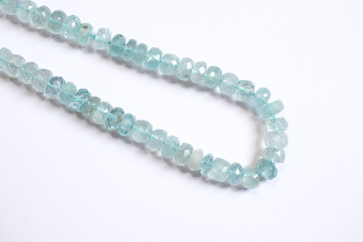 Natural Aquamarine 7.00 mm Shaded Rondelle Faceted Beads , Aquamarine 15 Inches Strand, Sold By Strand , 33181