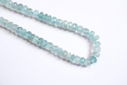Natural Aquamarine 7.00 mm Shaded Rondelle Faceted Beads , Aquamarine 15 Inches Strand, Sold By Strand , 33181