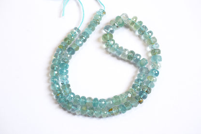 Natural Aquamarine Shaded Rondelle Faceted Beads Strands, 15 Inches Strand, Size 6.00 to 9.00 mm, Sold By Strand , 33182