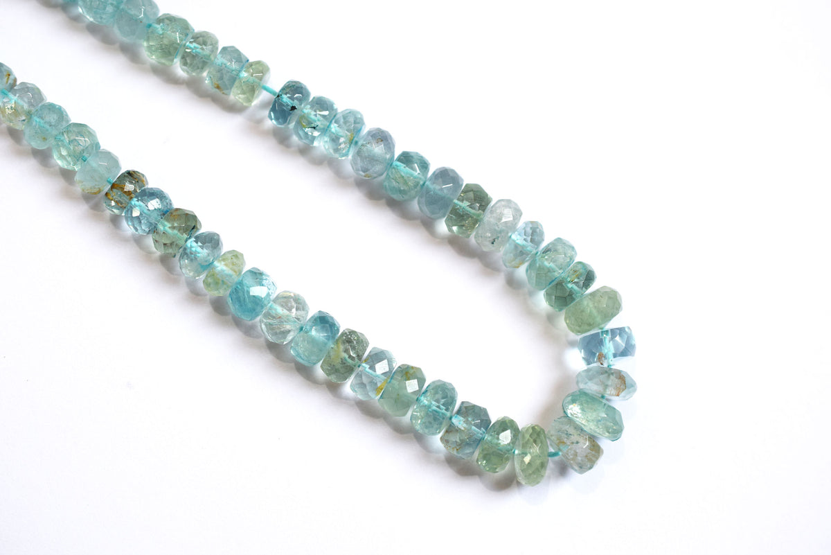 Natural Aquamarine Shaded Rondelle Faceted Beads Strands, 15 Inches Strand, Size 6.00 to 9.00 mm, Sold By Strand , 33182