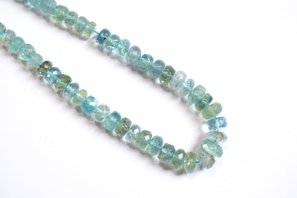 Natural Aquamarine Shaded Rondelle Faceted Beads Strands, 15 Inches Strand, Size 6.00 to 9.00 mm, Sold By Strand , 33182