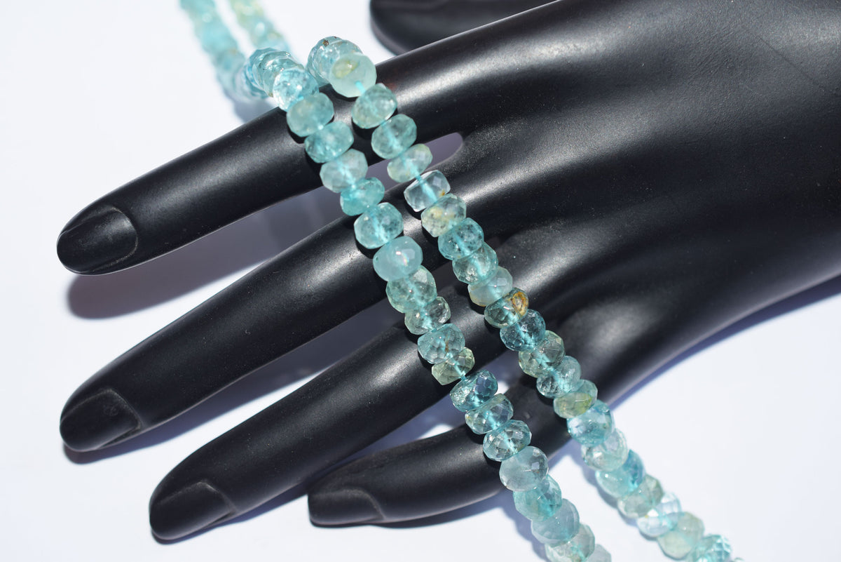 Natural Aquamarine Shaded Rondelle Faceted Beads Strands, 15 Inches Strand, Size 6.00 to 9.00 mm, Sold By Strand , 33182