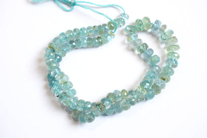 Natural Aquamarine Shaded Rondelle Faceted Beads Strands, 15 Inches Strand, Size 6.00 to 9.00 mm, Sold By Strand , 33182