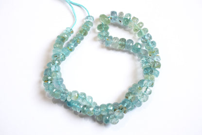 Natural Aquamarine Shaded Rondelle Faceted Beads Strands, 15 Inches Strand, Size 6.00 to 9.00 mm, Sold By Strand , 33182
