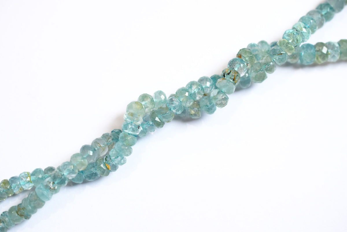 Natural Aquamarine Shaded Rondelle Faceted Beads Strands, 15 Inches Strand, Size 6.00 to 9.00 mm, Sold By Strand , 33182
