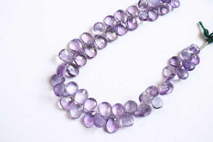 Natural Pink Amethyst Pear Faceted Beads, Pink Amethyst Briolettes, Sold By Strand , 5.00x7.00 to 6.50x9.50 mm,  7 Inches, 33184