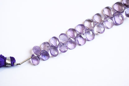 Natural Pink Amethyst Pear Faceted Beads, Pink Amethyst Briolettes, Sold By Strand , 5.00x7.00 to 6.50x9.50 mm,  7 Inches, 33184