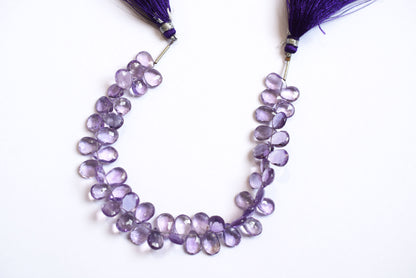 Natural Pink Amethyst Pear Faceted Beads Strand, Pink Amethyst Briolettes, Sold By Strand , 6.50x9.00 to 7.00x10.00 mm,  7 Inches, 33185