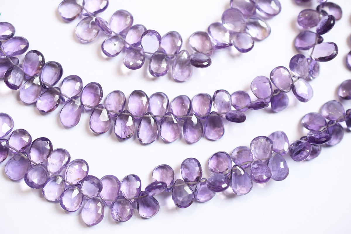 Natural Pink Amethyst Pear Faceted Beads Strand, Pink Amethyst Briolettes, Sold By Strand , 6.50x9.00 to 7.00x10.00 mm,  7 Inches, 33185