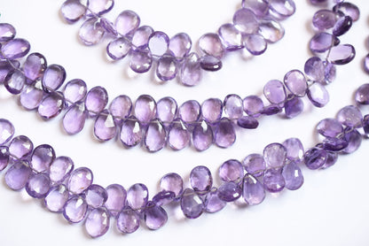 Natural Pink Amethyst Pear Faceted Beads Strand, Pink Amethyst Briolettes, Sold By Strand , 6.50x9.00 to 7.00x10.00 mm,  7 Inches, 33185