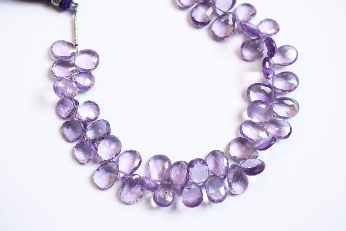 Natural Pink Amethyst Pear Faceted Beads Strand, Pink Amethyst Briolettes, Sold By Strand , 6.50x9.00 to 7.00x10.00 mm,  7 Inches, 33185