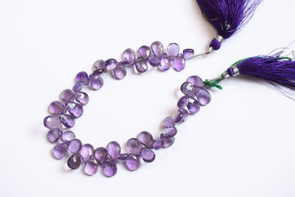 Natural Pink Amethyst Pear Faceted Beads Strand, Pink Amethyst Briolettes, Sold By Strand , 6.00x8.50 to 7.00x10.50 mm,  7 Inches, 33186