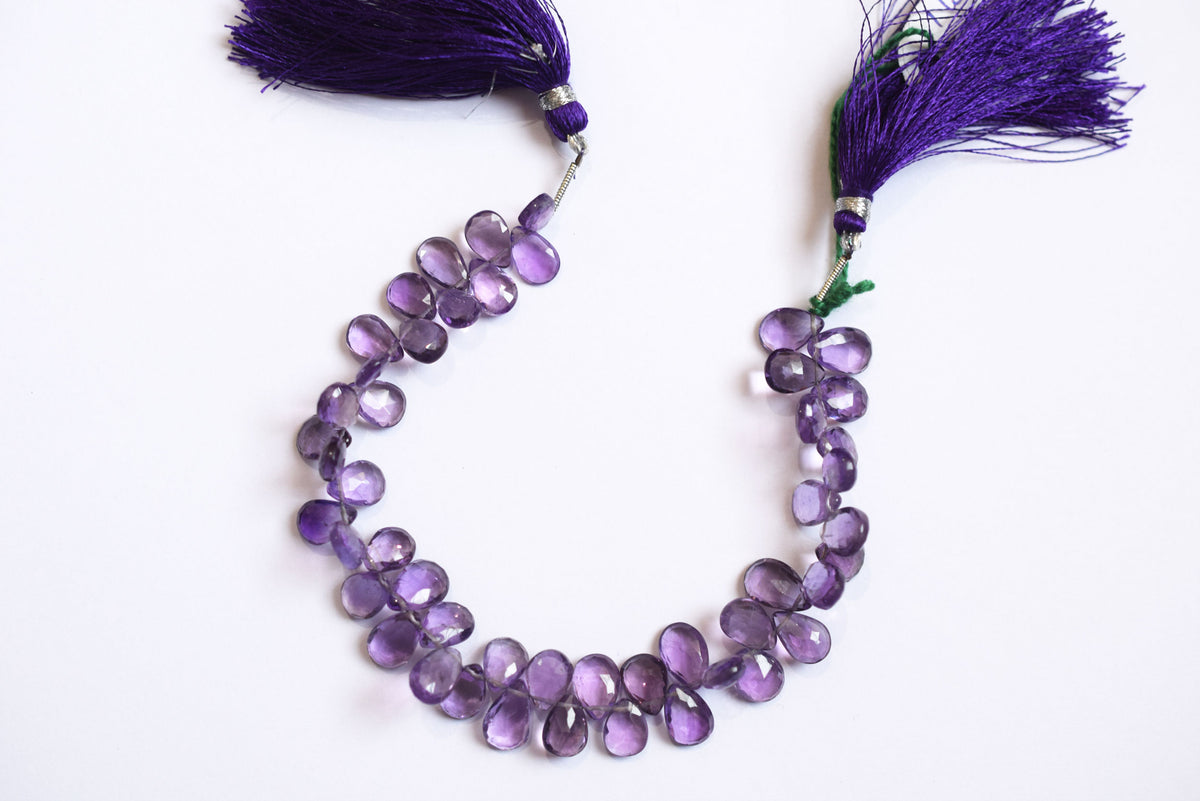 Natural Pink Amethyst Pear Faceted Beads Strand, Pink Amethyst Briolettes, Sold By Strand , 6.00x8.50 to 7.00x10.50 mm,  7 Inches, 33186