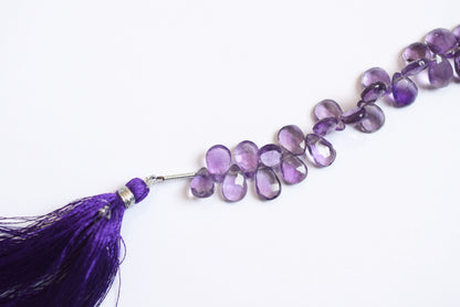 Natural Pink Amethyst Pear Faceted Beads Strand, Pink Amethyst Briolettes, Sold By Strand , 6.00x8.50 to 7.00x10.50 mm,  7 Inches, 33186