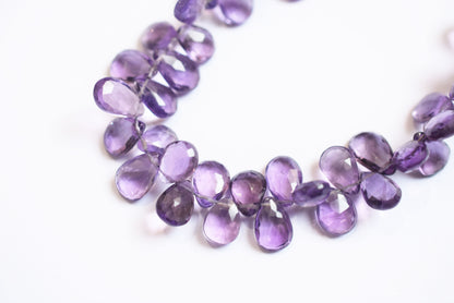 Natural Pink Amethyst Pear Faceted Beads Strand, Pink Amethyst Briolettes, Sold By Strand , 6.00x8.50 to 7.00x10.50 mm,  7 Inches, 33186