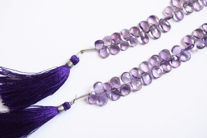 Natural Pink Amethyst 7 Inches Pear Faceted Beads Strand, Pink Amethyst Briolettes, Sold By Strand , 6.00x8.00 to 6.50x9.00 mm, 33187