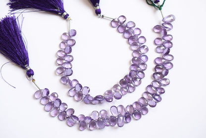 Natural Pink Amethyst 7 Inches Pear Faceted Beads Strand, Pink Amethyst Briolettes, Sold By Strand , 6.00x8.00 to 7.00x9.00 mm, 33188