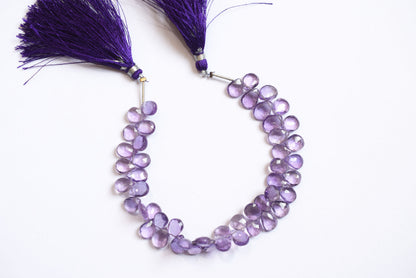 Natural Pink Amethyst 7 Inches Pear Faceted Beads Strand, Pink Amethyst Briolettes, Sold By Strand , 6.00x8.00 to 7.00x9.00 mm, 33188