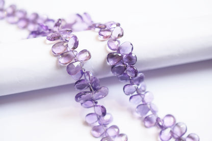 Natural Pink Amethyst 7 Inches Pear Faceted Beads Strand, Pink Amethyst Briolettes, Sold By Strand , 6.00x8.00 to 7.00x9.00 mm, 33188