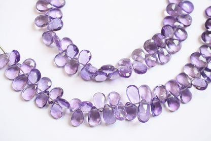 Natural Pink Amethyst 7 Inches Pear Faceted Beads Strand, Pink Amethyst Briolettes, Sold By Strand , 6.00x8.00 to 7.00x9.00 mm, 33188