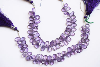 Natural Pink Amethyst Pear Faceted Beads Strand, Pink Amethyst Briolettes, Sold By Strand , 7.00x10.00 to 7.00x11.00 mm,  7 Inches, 33189