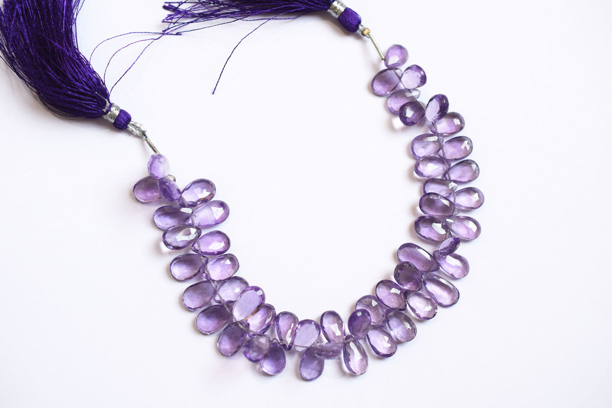 Natural Pink Amethyst Pear Faceted Beads Strand, Pink Amethyst Briolettes, Sold By Strand , 7.00x10.00 to 7.00x11.00 mm,  7 Inches, 33189