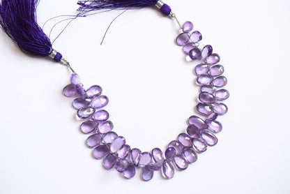 Natural Pink Amethyst Pear Faceted Beads Strand, Pink Amethyst Briolettes, Sold By Strand , 7.00x10.00 to 7.00x11.00 mm,  7 Inches, 33189