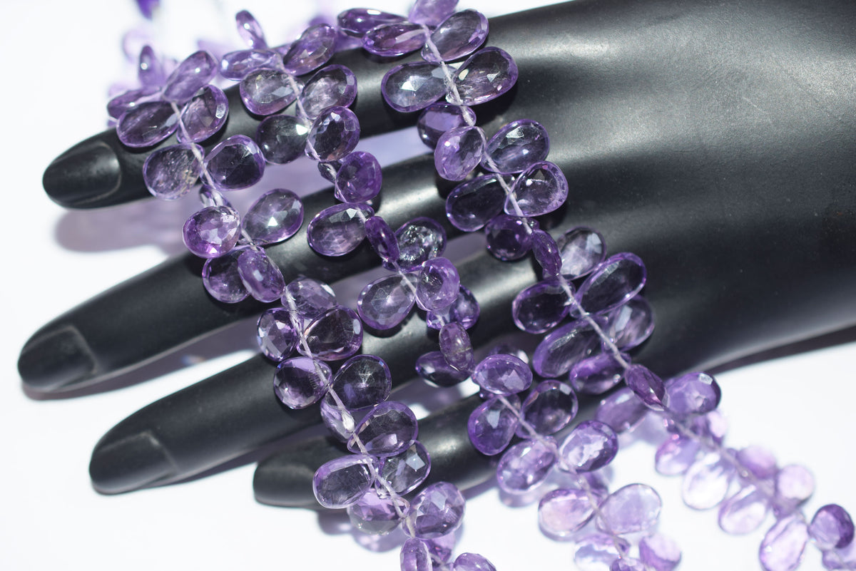 Natural Pink Amethyst Pear Faceted Beads Strand, Pink Amethyst Briolettes, Sold By Strand , 7.00x10.00 to 7.00x11.00 mm,  7 Inches, 33189