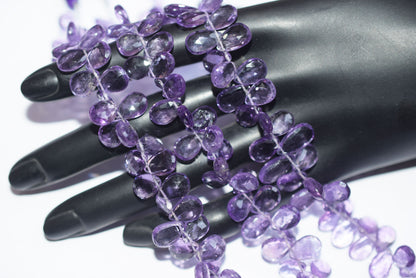 Natural Pink Amethyst Pear Faceted Beads Strand, Pink Amethyst Briolettes, Sold By Strand , 7.00x10.00 to 7.00x11.00 mm,  7 Inches, 33189