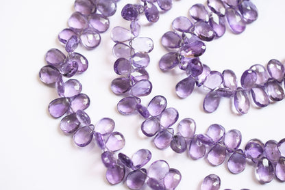 Natural Pink Amethyst Pear Faceted Beads Strand, Pink Amethyst Briolettes, Sold By Strand , 7.00x10.00 to 7.00x11.00 mm,  7 Inches, 33189