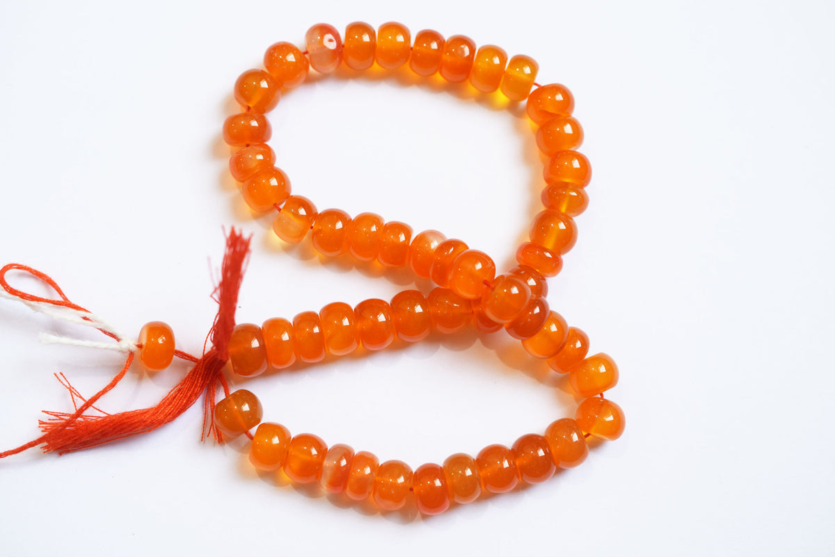 9.50 mm Natural Carnelian Smooth Rondelle Shape Gemstone Loose Beads Strand , Carnelian Smooth Beads, 13 Inches Strand , 33190