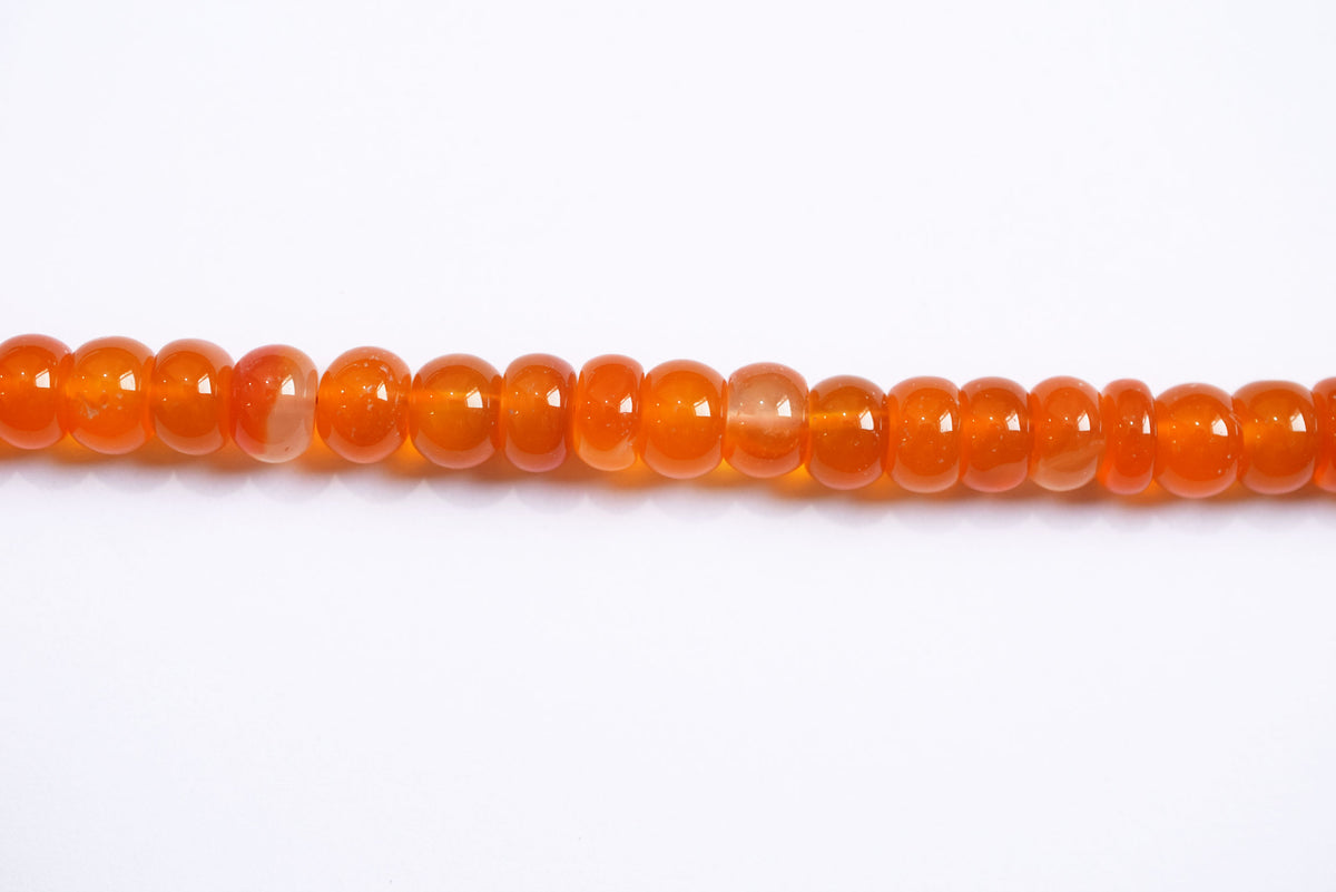 9.50 mm Natural Carnelian Smooth Rondelle Shape Gemstone Loose Beads Strand , Carnelian Smooth Beads, 13 Inches Strand , 33190