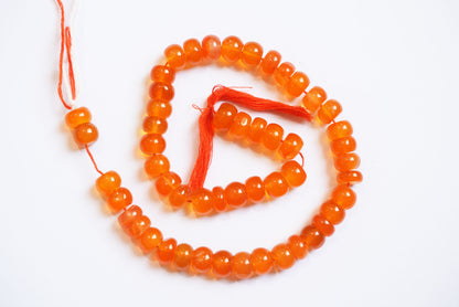 9.50 mm Natural Carnelian Smooth Rondelle Shape Gemstone Loose Beads Strand , Carnelian Smooth Beads, 13 Inches Strand , 33190