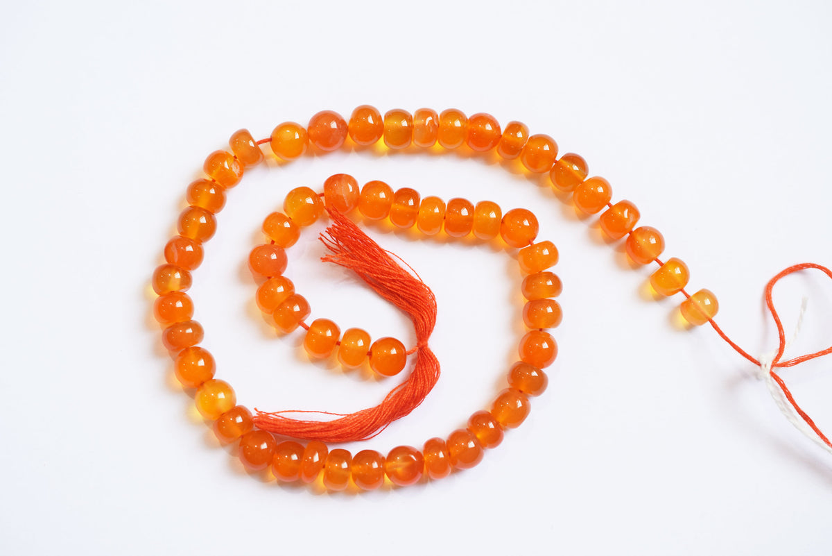 8.00 mm Natural Carnelian Smooth Rondelle Shape Gemstone Loose Beads Strand , Carnelian Smooth Beads, 13 Inches Strand , 33191