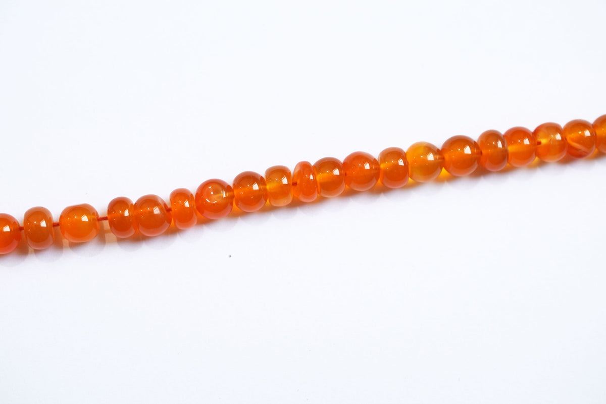 8.00 mm Natural Carnelian Smooth Rondelle Shape Gemstone Loose Beads Strand , Carnelian Smooth Beads, 13 Inches Strand , 33191