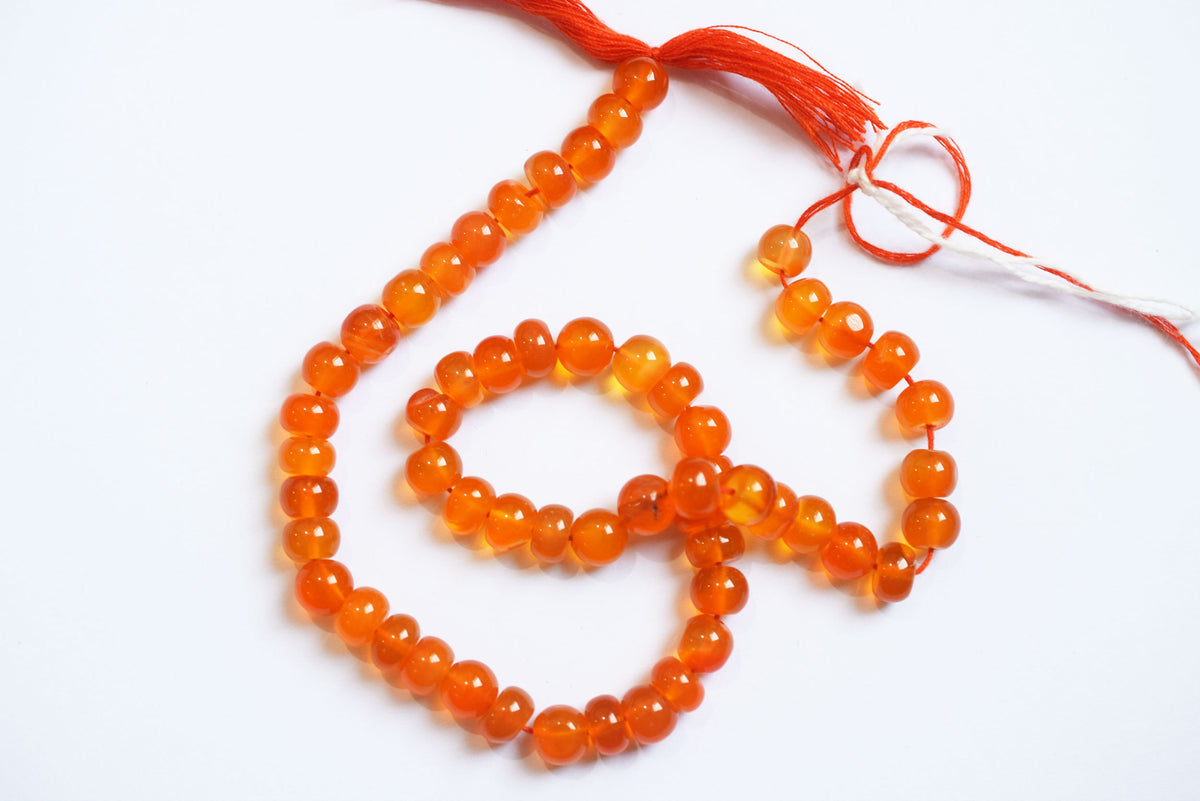 8.00 mm Natural Carnelian Smooth Rondelle Shape Gemstone Loose Beads Strand , Carnelian Smooth Beads, 13 Inches Strand , 33191