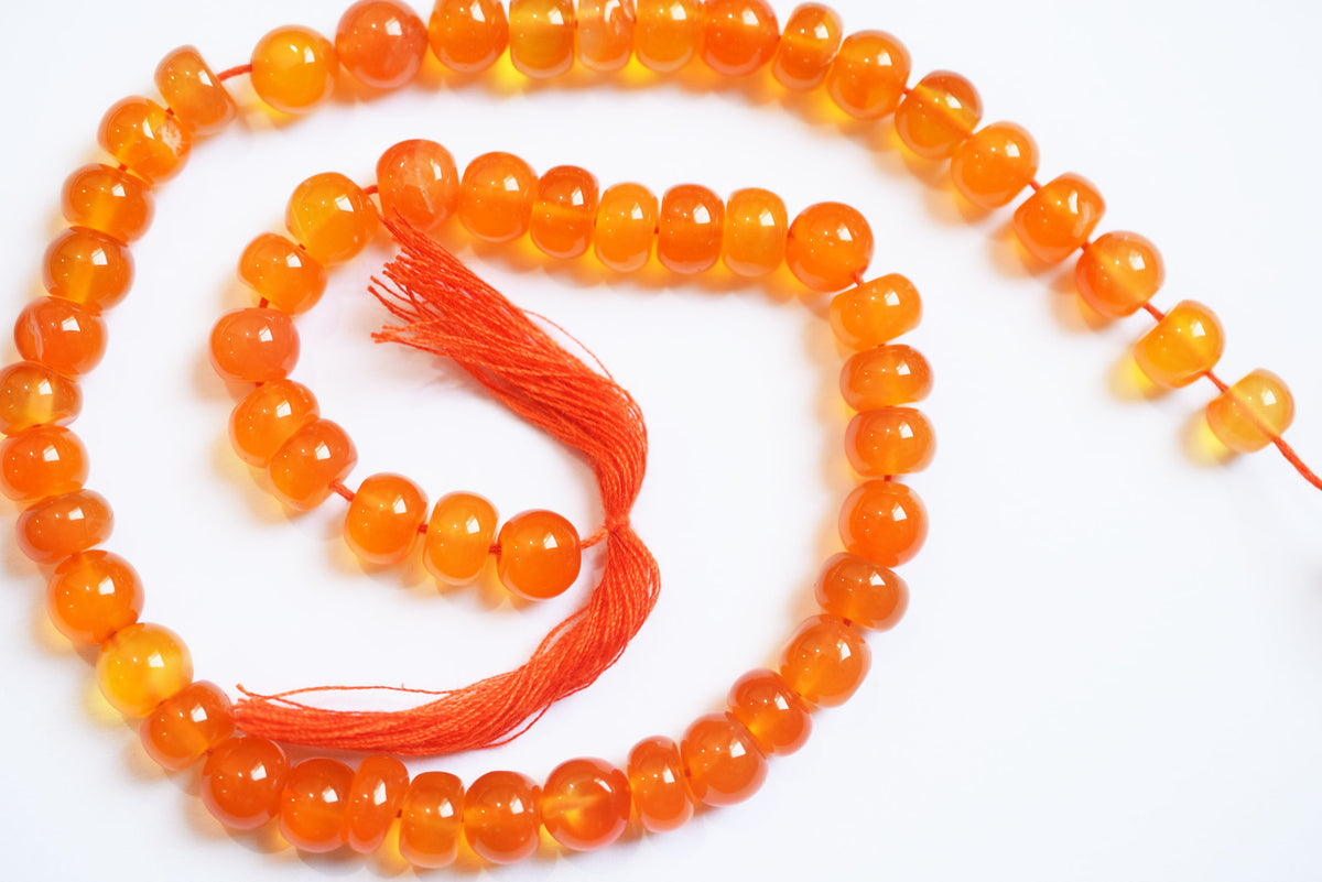 8.00 mm Natural Carnelian Smooth Rondelle Shape Gemstone Loose Beads Strand , Carnelian Smooth Beads, 13 Inches Strand , 33191