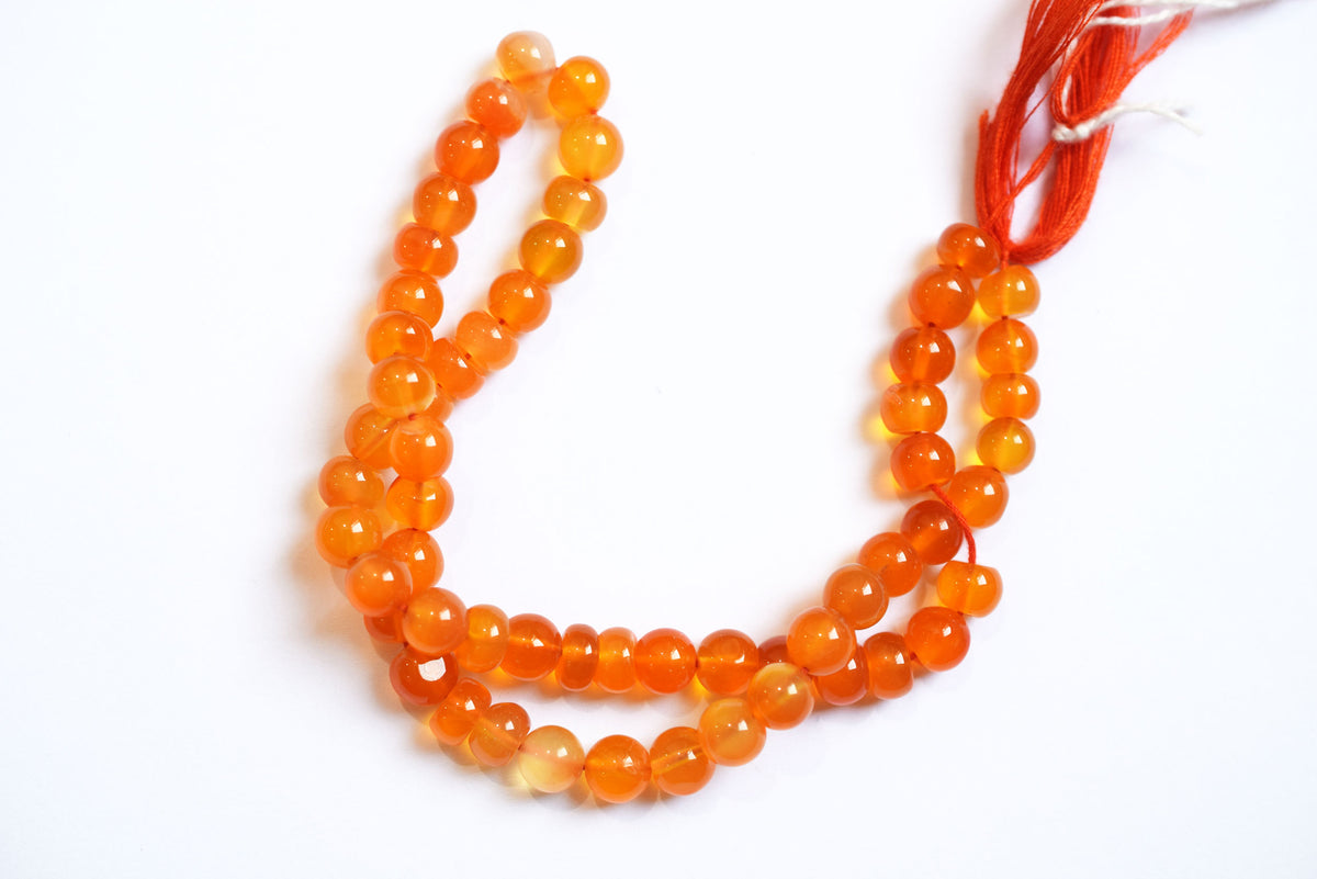 Natural Carnelian Smooth Rondelle Shape Gemstone Loose Beads Strand , Carnelian Smooth Beads, 6.50 To 7.00 mm , 13 Inches Strand , 33192