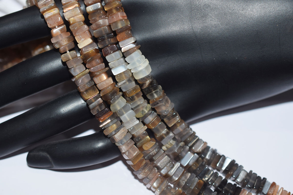 Natural Golden Shine Moonstone Heishi Square Beads Strand, 16 Inches , Sold By Strand, Size 6.00 to 6.50 mm , 33196