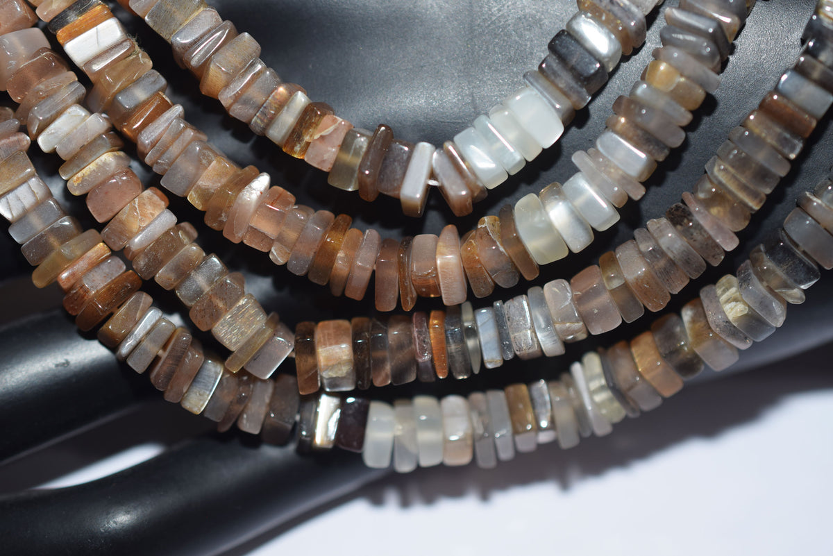 Natural Golden Shine Moonstone Heishi Square Beads Strand, 16 Inches , Sold By Strand, Size 6.00 to 6.50 mm , 33196