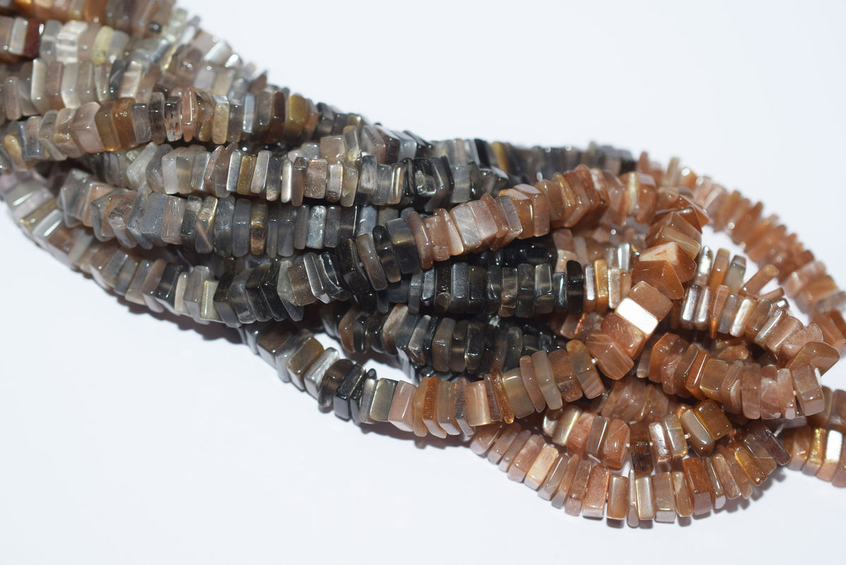 Natural Golden Shine Moonstone Heishi Square Beads Strand, 16 Inches , Sold By Strand, Size 6.00 to 6.50 mm , 33196